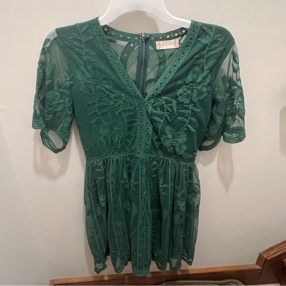 Altar'd State Forest Green Embroidered Midi Dress